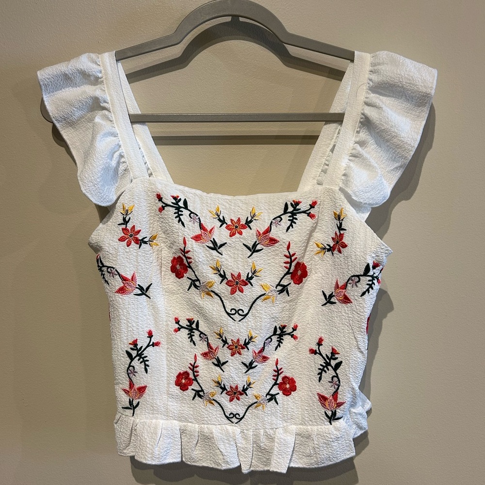 Embroidered Floral Top